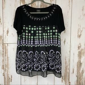 Nicole by Nicole Miller, Beaded Blouse. Size Large. In good used condition!